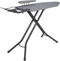 Household Essentials Wide Mega Ironing Board 4-Leg, Steel Top Pressing Station, Matte Black Frame, Grey Cover