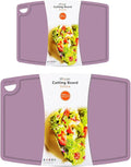 Thick Cutting Boards for Kitchen Silicone Chopping Board Set of 2 Mid 12.6'' x 9.1”,Mini 9.1”x7.1” Non-slip Deep Drip Juice Groove Easy Grip Handle,Dishwasher Safe-Plum Purple