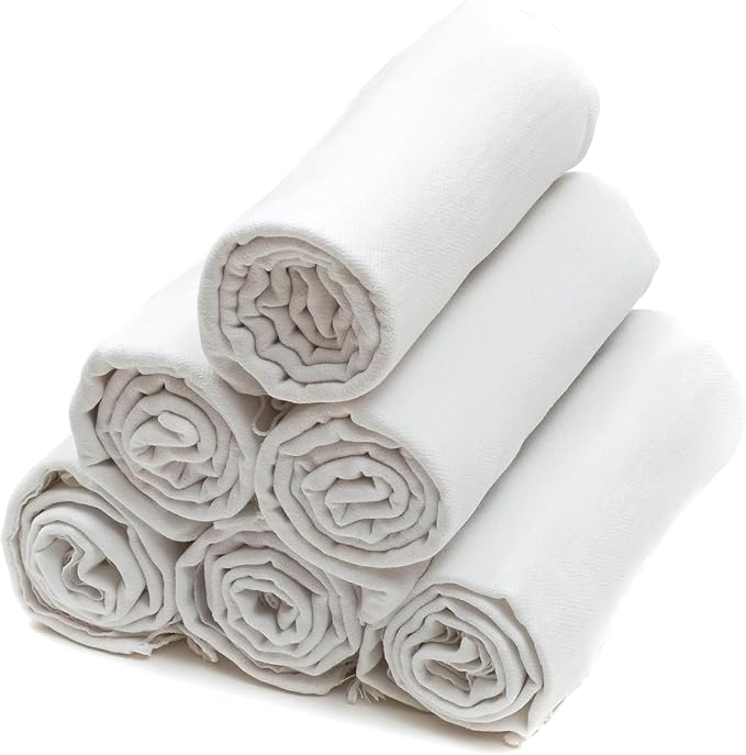 Turkish Beach Towels Set of 6, for Tie-dye, Oversized 72x40" Turkish Cotton | Soft Hammam Peshtemal, Sand Free, Quick-Dry, Absorbent Bath Towel | Lightweight & Compact for Travel, Pool, Gym, Spa - White