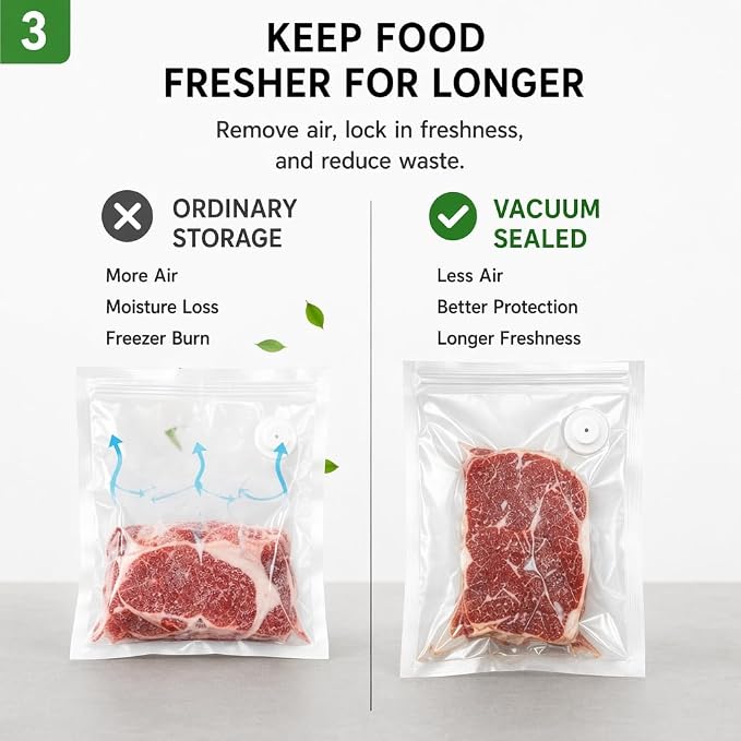 80 Pcs Vacuum Sealer Bags for Food, Reusable BPA-Free Food Storage Bags for Freezer Sous Vide Microwave Heating, Air Valve Zipper Bags (20S+20 M+20 L+20 XL)