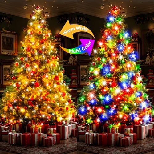 SAUIRS 403FT 1000 LED Christmas Lights Outdoor String Lights with 8 Modes Timer Waterproof Fairy Light Plug in for Outside Indoor Party Xmas Palm Tree Yard Wedding Decoration(Warm White to Multicolor)