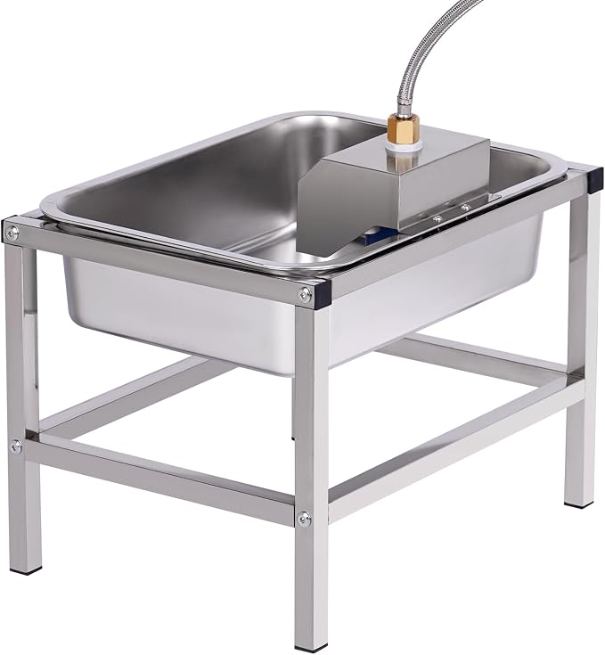 3Gal Automatic Dog Water Bowl Dispenser for Large Dogs Outdoor | Elevated Dog Water Bowl with Stand, Stainless Steel Pet waterer with Float Valve for Large Breed, Reduces Neck Pressure