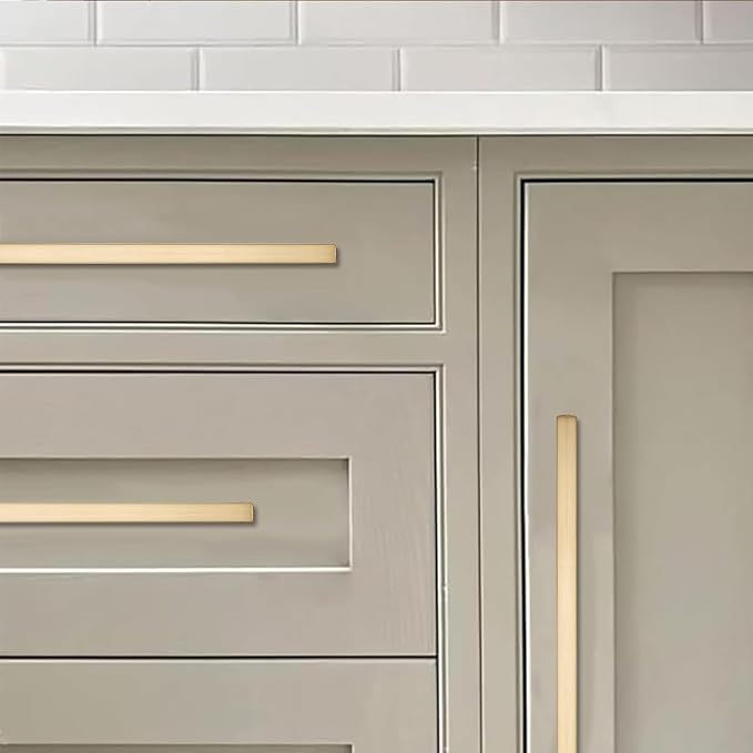 khtumeware 2 Pack 8 inch(203mm) Hole Center Champagne Bronze Cabinet Pulls Solid Heavy-Duty Square Champagne Brass Cabinet Handles Drawer Pulls Kitchen Cabinet Hardware Kitchen Handle