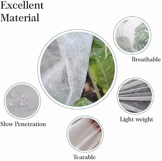 Agfabric Plant Covers Freeze Protection 39''Hx39''Dia 0.55oz Plant Frost Protection Covers Garden Plant Cover Drawstring Bags Winter Frost pests Protection,White