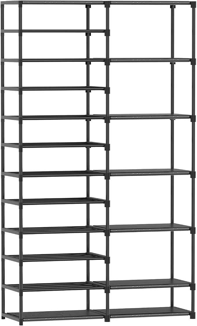 Ekisemio 12 Tier Shoe Rack Tall, Shoe Rack Organizer, Large Capacity Holds 34-50 Pairs, Boot Rack Organizer for Entryway, Closet, Garage, Black