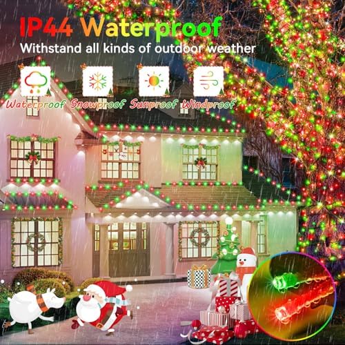 Hezbjiti 2Pack 1000 LED 403FT Christmas Lights Outdoor String Lights 8 Modes with Timer Memory Waterproof Fairy Lights Plug in for Classroom Bedroom Wedding Party Holiday Xmas Decorations(Red+Green)