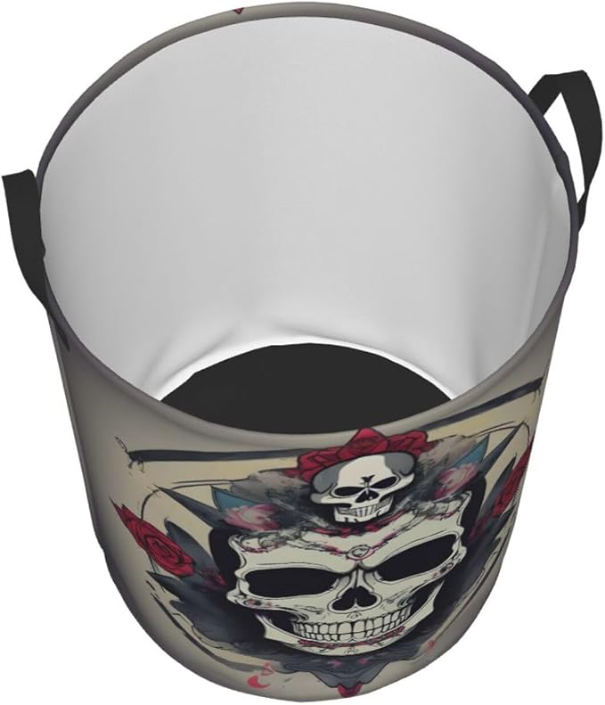 Skull Yoga Large Foldable Laundry Basket Hamper,Storage Basket Bin With Handles,For Bathroom,College