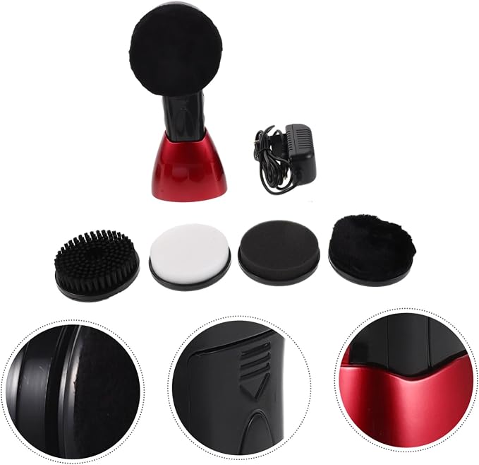 Electric Shoe Polisher Brush Kit Dual Power Plug-in and Battery Operated with Interchangeable Brush Heads Portable Shoe Cleaner for Boots and Footwear , for Office and Daily