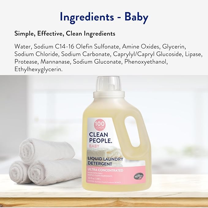The Clean People Liquid Laundry Detergent - Recyclable Packaging, Stain Fighting - Ultra Concentrated, Laundry Soap - Baby Laundry Detergent, 200 Loads