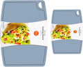 Thick Silicone Cutting Boards for Kitchen Silicone Chopping Boards/Mats Set of 2 Extra Large14.6''x10.43'', Mini 9.1”x7.1” Non-slip Deep Drip Juice Groove, Dishwasher Safe-Light Blue