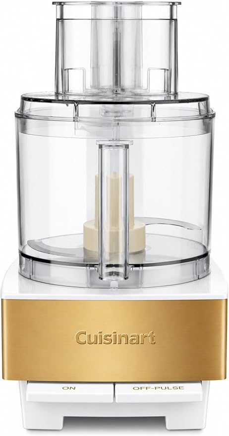 Cuisinart Food Processor 14-Cup Vegetable Chopper for Mincing, Dicing, Shredding, Puree & Kneading Dough, White/Gold Stainless Steel, DFP-14WGY