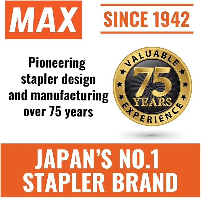 Max HD-50DFGY Max Flat-Clinch Standard Stapler, 30 Sheet Capacity, Gray