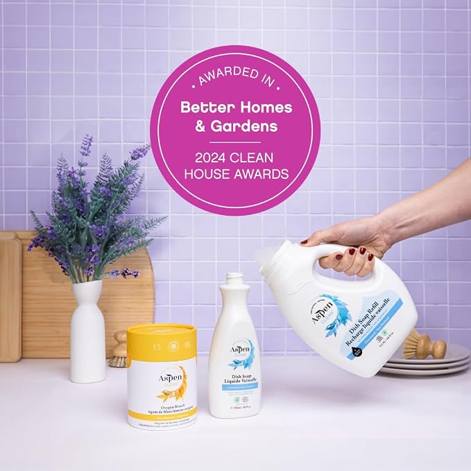 AspenClean | Dish Soap & Refill | Lavender and Lemongrass | Liquid Dishwashing Detergent Soap | Non - Toxic | 100% Natural | EWG Verified | 64 fl oz - Refills Over 3.5 Standard Soap Bottles