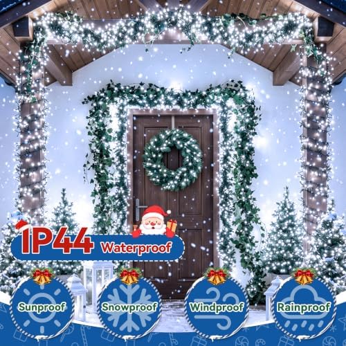 1000 LED 49FT Cluster Lights, Plug in White Christmas Lights