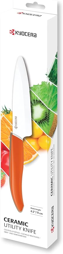 KYOCERA Revolution 4.5" Ceramic Utility Knife – Ultra-Sharp Japanese Blade | KYOCERA Revolution 4.5-Inch Utility Knife: Ultra-Sharp Japanese Zirconia Blade for Precise Cutting of Fruits and Vegetables
