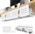 Univivi Under Desk Cable Management Tray - 32" Steel Cord Organizer, No-Drill C-Clamp & Screw Mount for Office/Home, Effortless Wire Management (White)