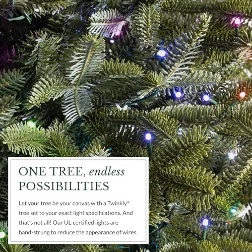 Balsam Hill BH Fraser Fir Narrow - Realistic Slim Christmas Tree with True Needle Foliage, Easy Plug Technology & Space-Saving Design, Twinkly, 9ft