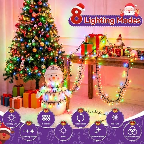 1000 LED 49FT Cluster Lights, Plug in Multicolor Christmas Lights