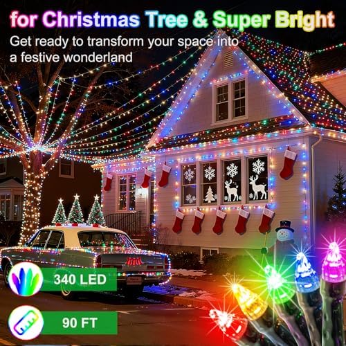 340 LED 90FT Christmas String Lights Outdoor, 12 Pro Modes with Timer