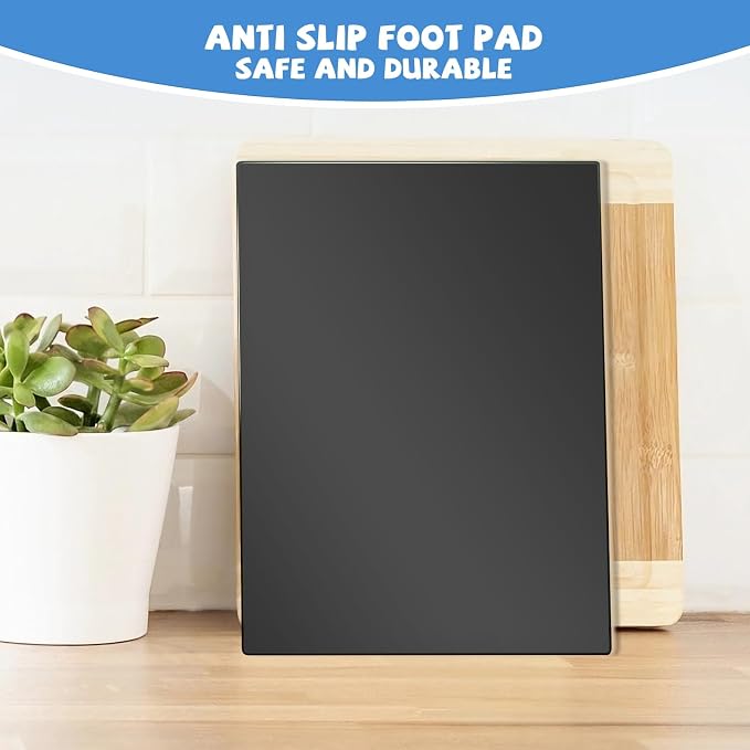 Mymonfif Tempered Glass Cutting Board for Kitchen, Black Glass Board for Countertop, Heat Resistant, with Non-Slip Feet, 12x16" 1Pcs