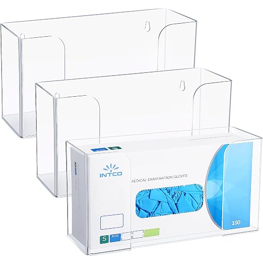 Wenqik Acrylic Glove Box Holder Dispenser Bulk for Wall Mount Rack Floating Mask Dispenser for Medical Latex Rubber Disposable Glove Boxes, 10.2 x 3.5 x 5.3'', Single(3 Pcs)