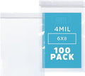 6" x 8" Heavy-Duty Zip Bags - 1000 Count - Clear Plastic Reclosable Zipper Baggies, 4 Mil Thick Freezer Storage Poly Bags with Resealable Zip Top Lock for Packaging Food, Tools & Sharp Objects.