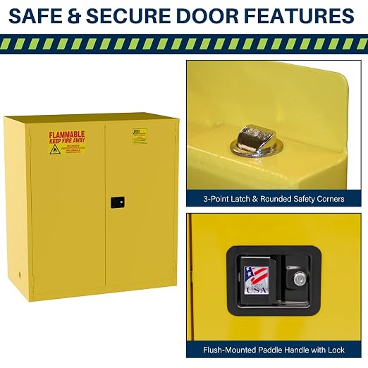 Jamco 120 Gallon Steel Flammable Safety Cabinet, Manual Doors, Yellow | All-Welded Double-Wall Steel Flammable Storage Cabinet, Lockable Doors, 59"W X 34"D X 65"H, Osha & Fm Certified, Made In Usa