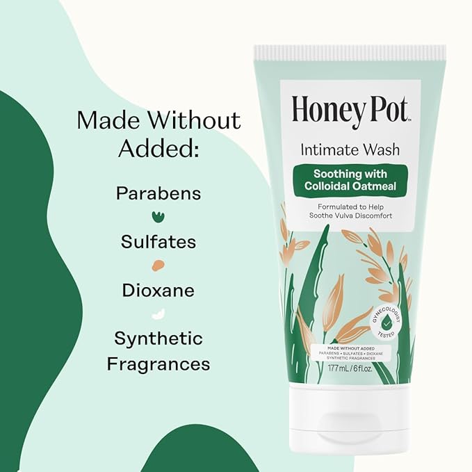 The Honey Pot Company - Anti-Itch Soothing Colloidal Oatmeal Wash - Plant Derived Feminine Care - Ultra Mild Solution to Relieve Itching and Discomfort - 6 fl. oz.