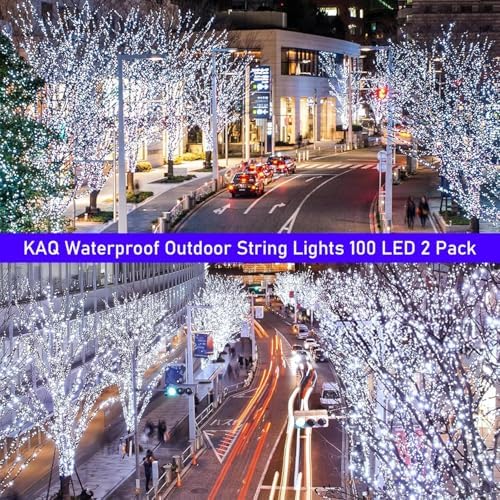 KAQ 2pack 200LED Solar String Lights Outdoor Waterproof Cool White