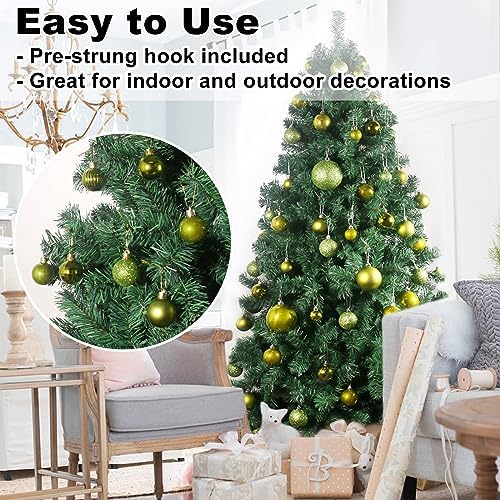 Lime Green 1.6" Small Christmas Balls Christmas Tree Decoration Ornaments Shatterproof Hanging Balls for Birthday St. Patrick's Day Easter Mardi Gras Holiday Wedding Decorations Set of 18pcs