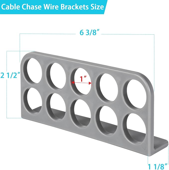 20Pack Cable Chase-Wire Bracket,Cable Support Wire Bracket Holder for NMB Electrical Cord Organized Management,Labor Time Saving,1" with 10-Hole Design