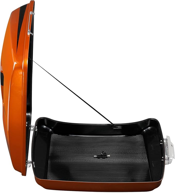5.5" Razor Motorcycle Trunk W/Latch Key Fit For Harley 2014-2025 Touring CVO Road King Street Glide Electra Glide Ultra Limited Pack Scorched Orange/Black Denim