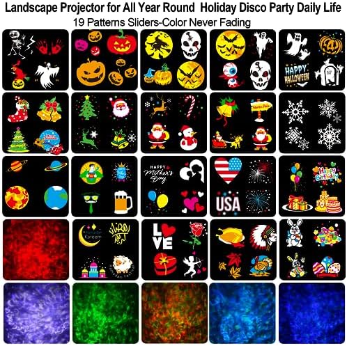 2026 Upgraded Halloween Projector,19HD Slide (Ocean Wave & Patterns),11 Theme Holiday Projector with Remote for Halloween,Christmas,Happy New Year