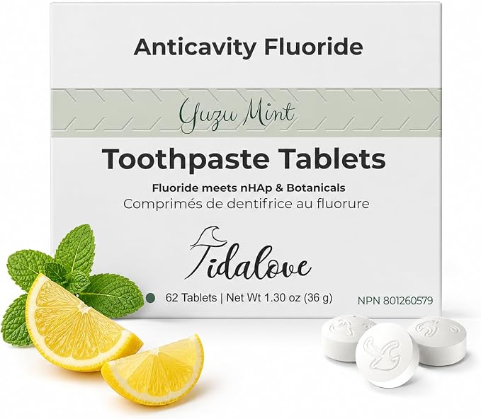 Fluoride Toothpaste Tablets with nHAp, Yuzu Mint, 1-Month Refill