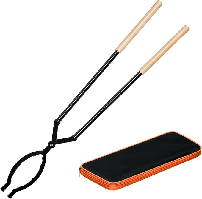 42 Inch Detachable Firewood Tongs with Carry Bag, Heavy Duty Log Grabber | High Strength Carbon Steel, Long Fire Tongs for Fireplace, Fire Pit, Campfire, Wood Burning Stove - Indoor Outdoor Use