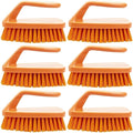 SPARTA Scrub Brush with Iron Shaped Handle and Stiff Bristles, Heavy Duty Scrubber Brush for Kitchen, Bathroom, Shower, Tile, Sink, Carpet and Bakepans, Polypropylene, 6 Inches, Orange, (Pack of 6)