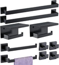 Bathroom Hardware Set 10 Piece Matte Black Bathroom Accessories Set SUS304 Towel Bar Set Includes 2 Towel Bar 24 Inch+2 Towel Holder+2 Toilet Paper Holder+4 Towel Hooks (10, Matte Black)