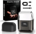 Mini Electric Foil Shaver for Men - Portable Travel Electric Razor for Face, IPX7 Waterproof, USB-C Rechargeable, LED Display, 3 Floating Blades, Wet/Dry for Travel & Home