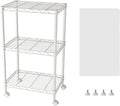 SINGAYE 3 Shelves Storage Shelf Wire Shelving Unit Metal Adjustable Wheels | Small Shelf Storage with Wheels Organizers Closet Unit for Bathroom Laundry Room Kitchen Pantry11.5D x 17.5W x 30.5H White