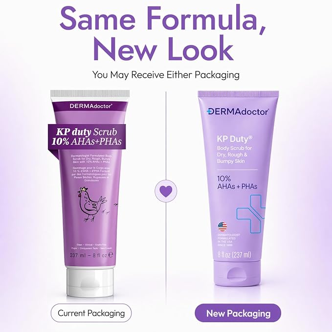 DERMAdoctor KP Bump Eraser Body Scrub with 10% AHAs + PHAs for Keratosis Pilaris, Dry, Rough, and Bumpy Skin, Dermatologist Formulated Exfoliating Body Scrub with Glycolic and Lactic acids - 8 Fl oz