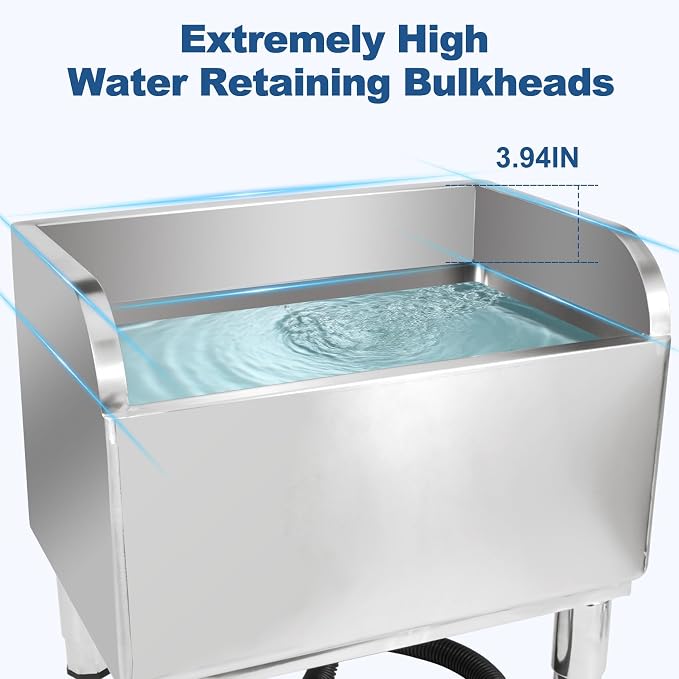 23 4/6in Stainless Steel Floor Mop Sink with Detachable Mop | Suitable for Laundry Rooms, Restaurants, Garages, Balconies, and Other Commercial Settings (23.6"L x 16.1"W x 21.6"H )