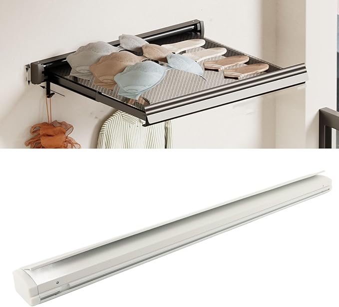 Retractable Wall Laundry Drying Hanger Rack with Net for Bedroom, Balcony, etc., Space Saving Wall Mounted Clothes Drying Rack