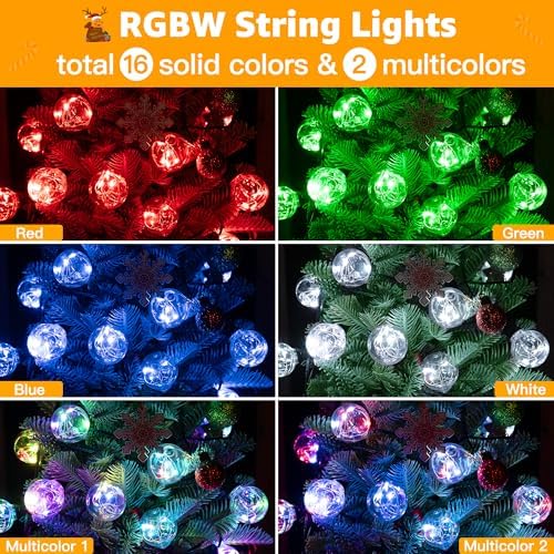 Ollny Outdoor String Lights, 30FT RGBW Color Changing Patio Lights Remote