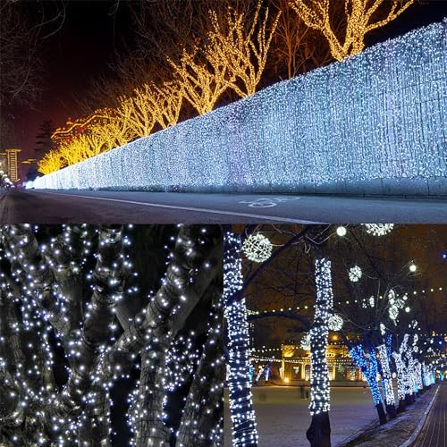 WATERGLIDE 1000 LED Christmas String Lights, 328 FT Green Wire LED Decorative Fairy Lights with Remote & 8 Modes, Waterproof for Outdoor Xmas Holiday Party Garden Wedding Home Decor, Cool White