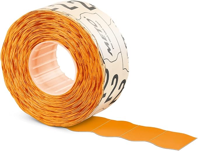 Meto Price Gun Labels (32×19 mm, Two-line, 10,000 Labels, Fluorescent Orange, Permanently Adhesive, for METO, Contact, Sato, Avery, Tovel, Samark etc.)