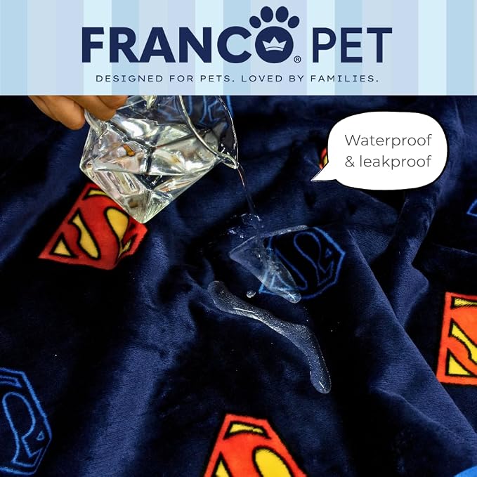 Superman DC Comics Waterproof Dog Bed Cover, Large 50x60 Pet Blanket for Furniture Bed Couch Sofa, (Officially Licensed) by Franco