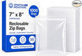 Spartan Industrial - 7” X 8” (1000 Count) 2 Mil Clear Reclosable Zip Plastic Poly Bags with Resealable Lock Seal Zipper