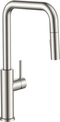 FORIOUS Kitchen Faucet with Pull Down Sprayer, Brushed Nickel Single Handle U-Spout Stainless Steel Kitchen Sink Faucet, 1 or 3 Hole Deck Mount for RV, Bar, Farmhouse, Laundry, Outdoor