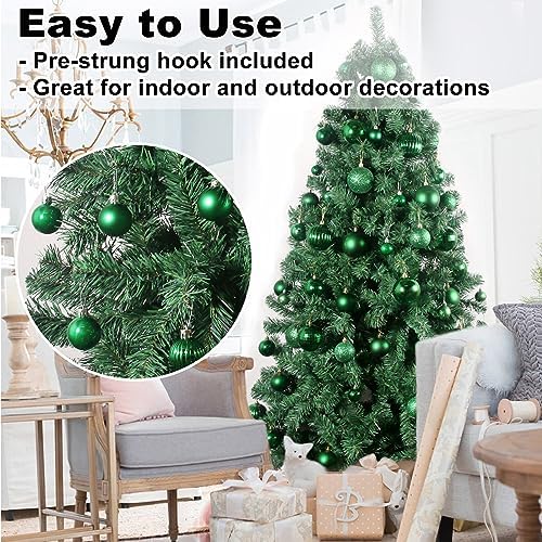 Emerald Green 1.6" Small Christmas Balls Christmas Tree Decoration Ornaments Shatterproof Hanging Balls for Birthday St. Patrick's Day Easter Mardi Gras Holiday Wedding Decorations Set of 18pcs