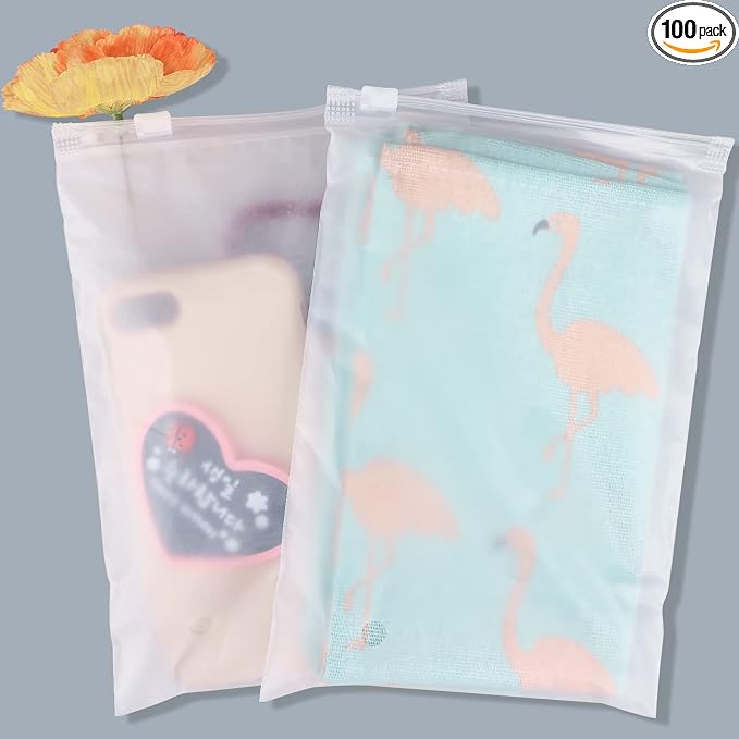 Small Plastic Packaging Bags,100PCS 5x7 inch Frosted Zipper Storage Bags, Clear Reclosable Clear Ziplock Poly Bags with Vent Holes for Packaging Board Games, Cards, Phone Case, 3 Mil
